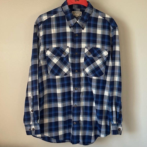 Duluth Trading Company Plaid - Blue Flannel & Lightweight - Size Large - Picture 1 of 12